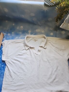 Madewell White Short Sleeve Polo Tee